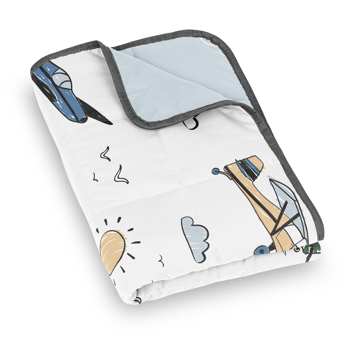 Airplane Green and Blue Collection Toddler 5lbs Weighted Blanket for Kids