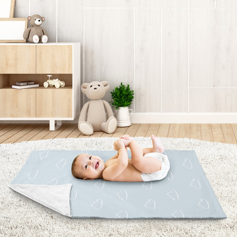 Airplane Red and Blue Collection Baby Blanket - Cloud Print