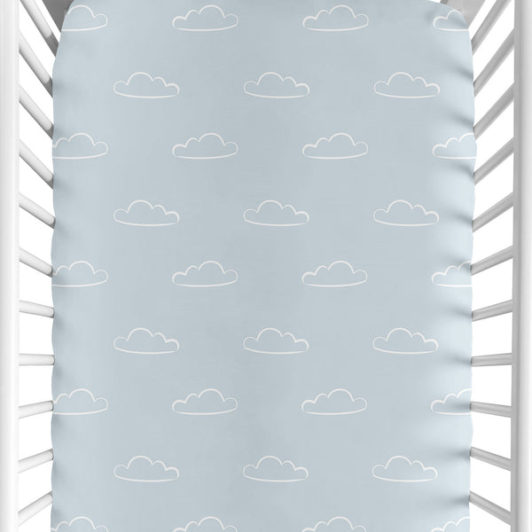 Airplane Red and Blue Collection Crib Sheet - Cloud Print