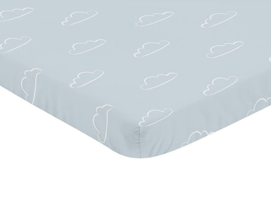 Airplane Red and Blue Collection Mini Crib Sheet - Cloud Print