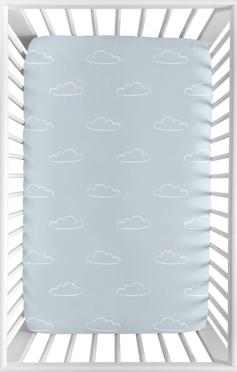 Airplane Red and Blue Collection Mini Crib Sheet - Cloud Print