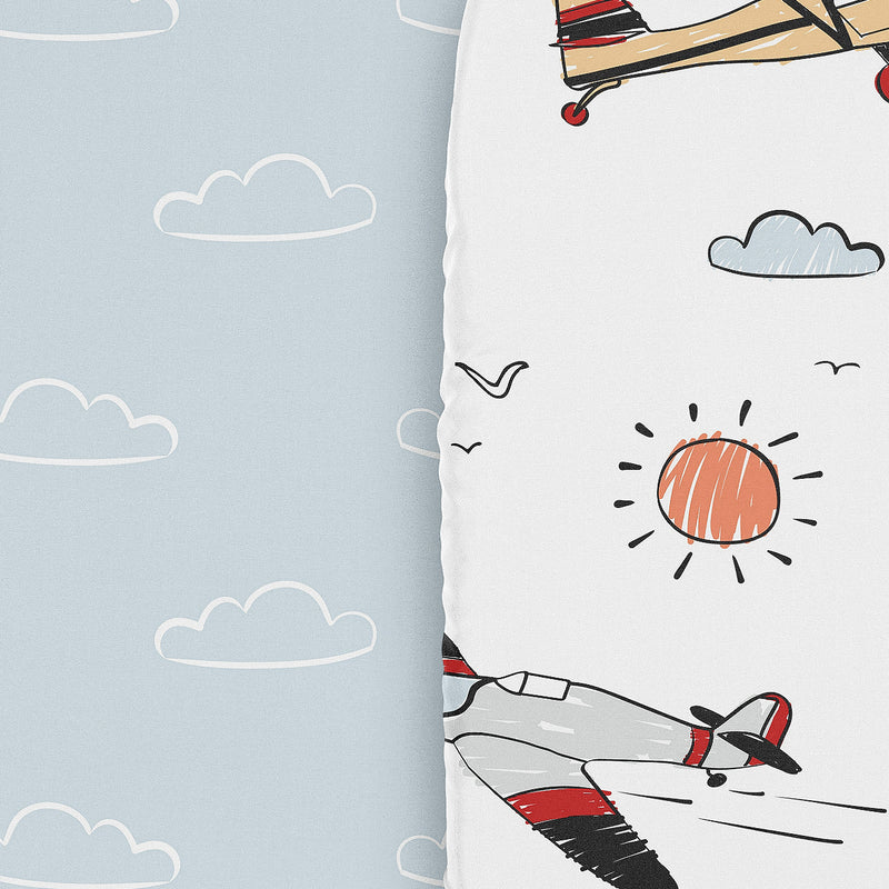 Airplane Red and Blue Collection 2 Pack Baby Bassinet Fitted Sheets
