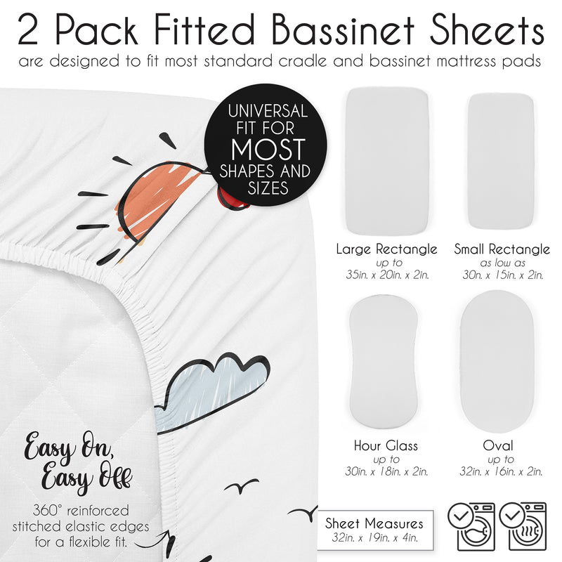 Airplane Red and Blue Collection 2 Pack Baby Bassinet Fitted Sheets