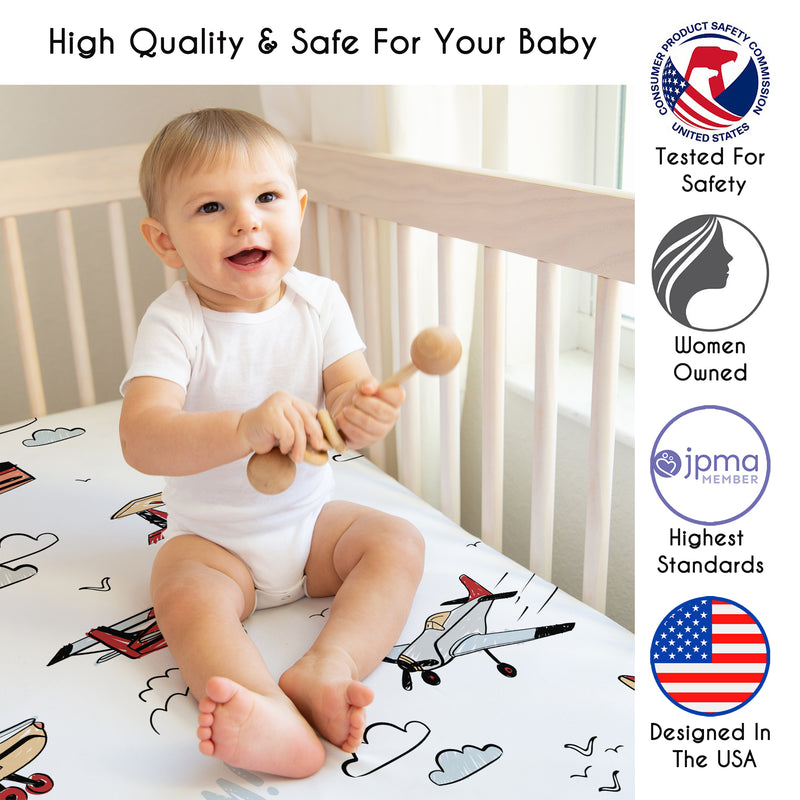 Airplane Red and Blue Collection 2 Pack Crib Sheets