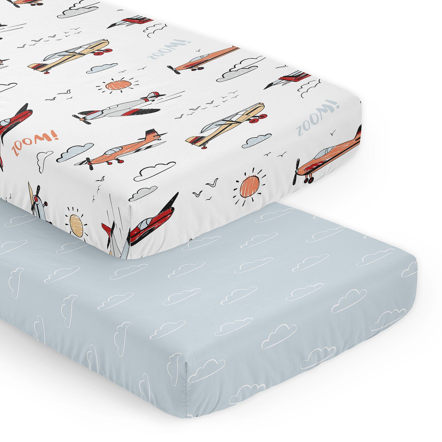 Airplane Red and Blue Collection 2 Pack Crib Sheets