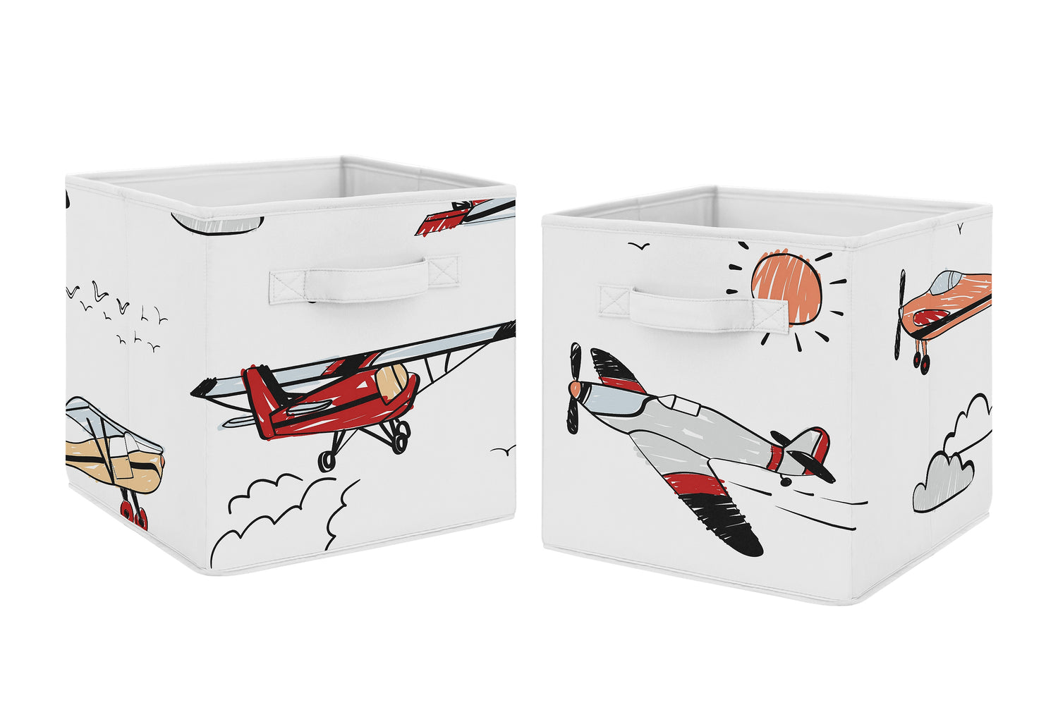 Airplane Red and Blue Collection Foldable Fabric Storage Bins
