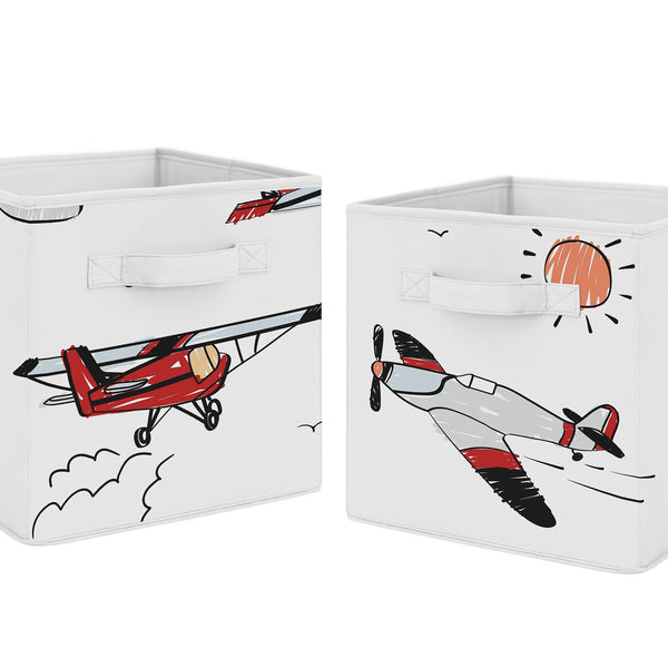 Airplane Red and Blue Collection Foldable Fabric Storage Bins