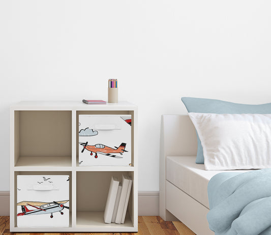 Airplane Red and Blue Collection Foldable Fabric Storage Bins