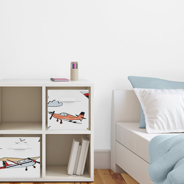 Airplane Red and Blue Collection Foldable Fabric Storage Bins alternate view