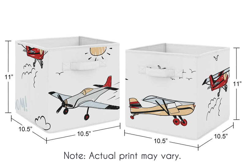 Airplane Red and Blue Collection Foldable Fabric Storage Bins