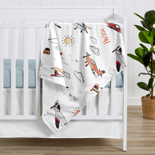 Airplane Red and Blue Collection Baby Blanket