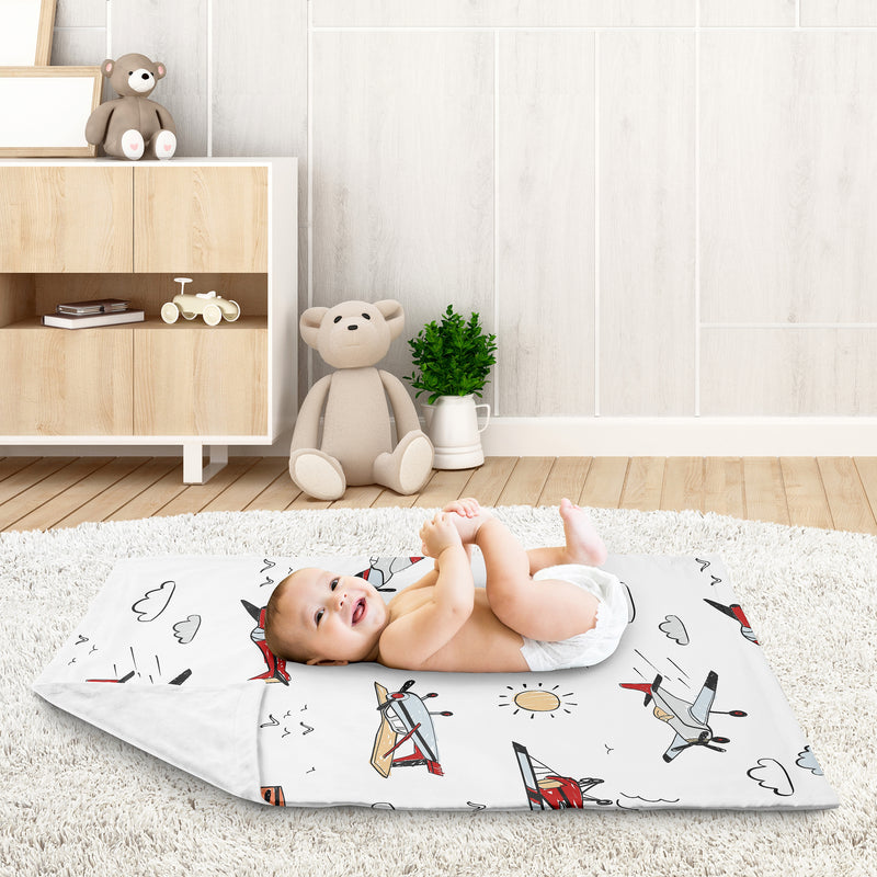 Airplane Red and Blue Collection Baby Blanket