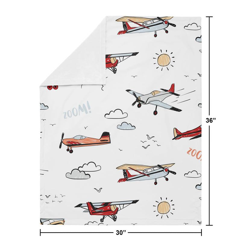 Airplane Red and Blue Collection Baby Blanket
