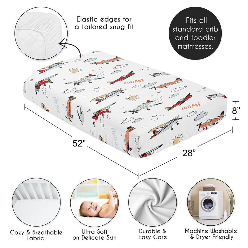 Airplane Red and Blue Collection Crib Sheet