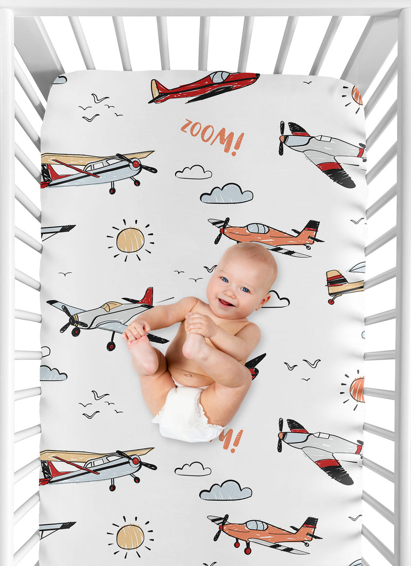 Airplane Red and Blue Collection Crib Sheet