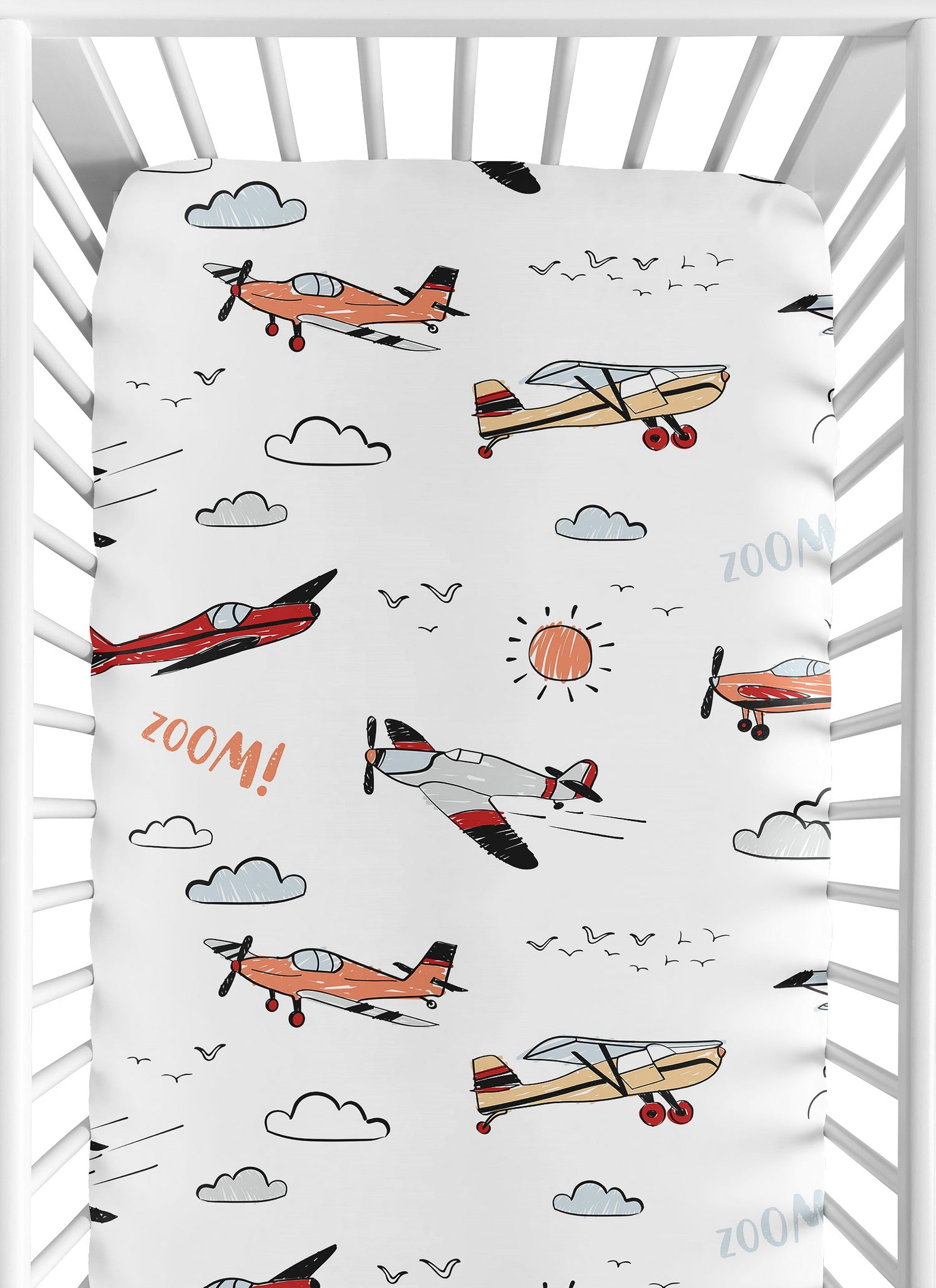 Airplane Red and Blue Collection Crib Sheet