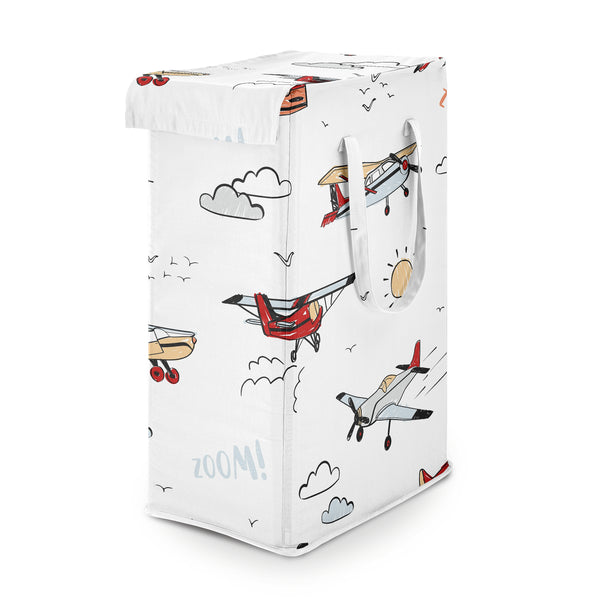 Airplane Red and Blue Collection Laundry Hamper with Handles