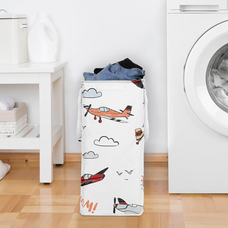 Airplane Red and Blue Collection Laundry Hamper with Handles