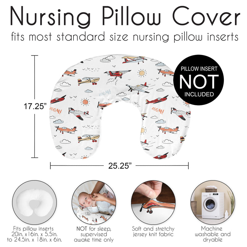 Airplane Red and Blue Collection Nursing Breastfeeding Pillow Cover