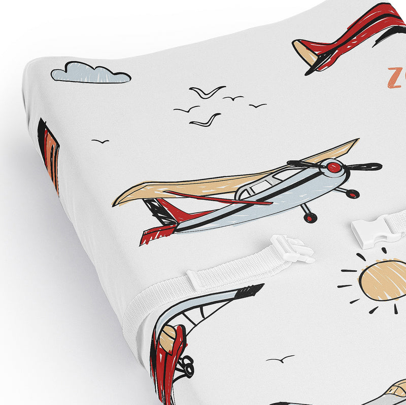 Airplane Red and Blue Collection Changing Pad Cover Sheet
