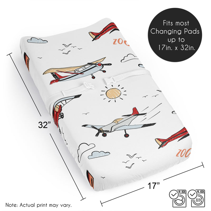 Airplane Red and Blue Collection Changing Pad Cover Sheet