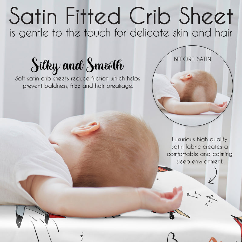 Airplane Red and Blue Collection Satin Fitted Crib Sheet
