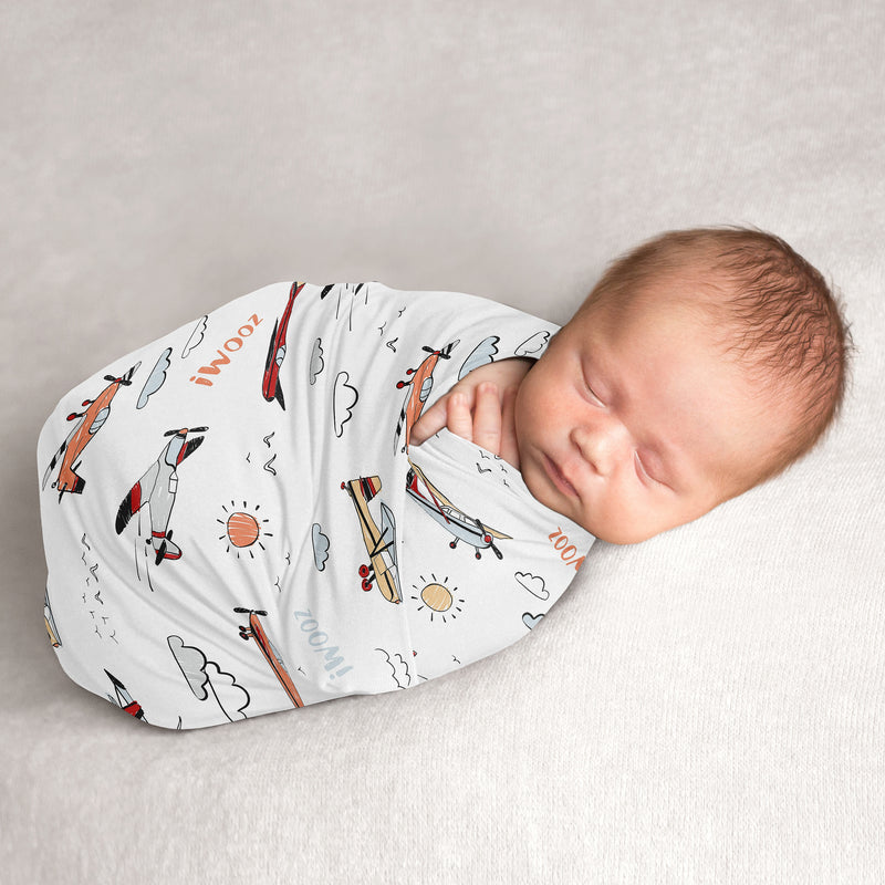 Airplane Red and Blue Collection Baby Swaddle Blanket