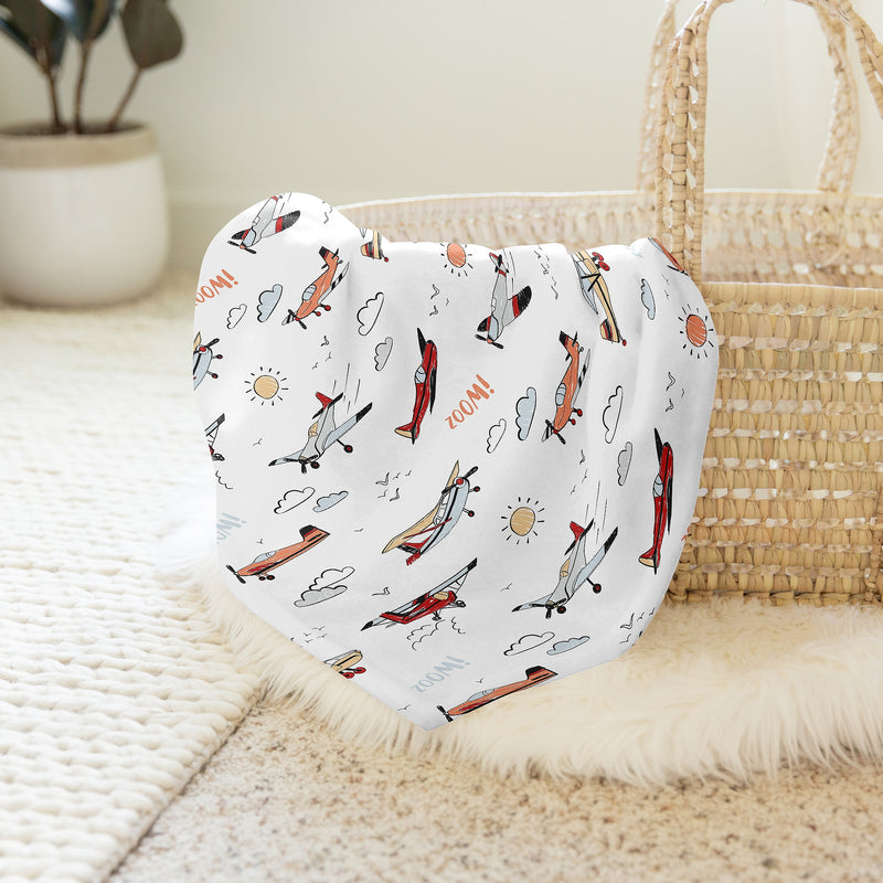 Airplane Red and Blue Collection Baby Swaddle Blanket