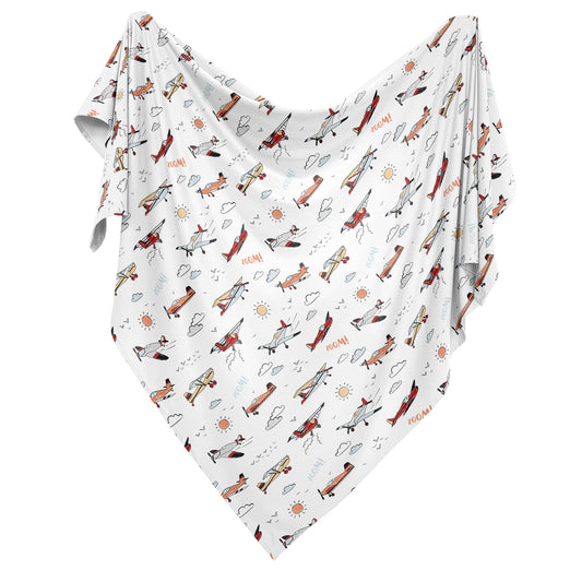 Airplane Red and Blue Collection Baby Swaddle Blanket
