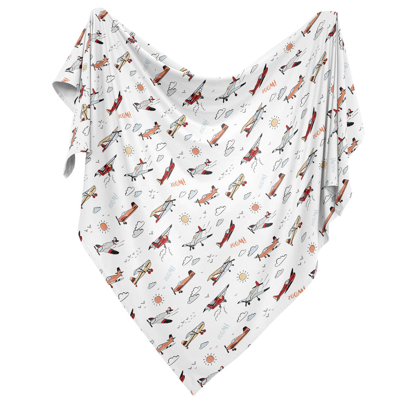 Airplane Red and Blue Collection Baby Swaddle Blanket