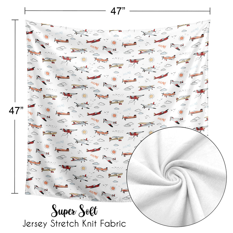 Airplane Red and Blue Collection Baby Swaddle Blanket