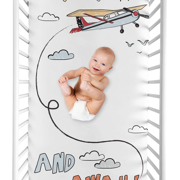 Airplane Red and Blue Collection Photo Op Crib Sheet