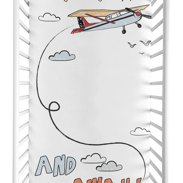 Airplane Red and Blue Collection Photo Op Crib Sheet alternate view
