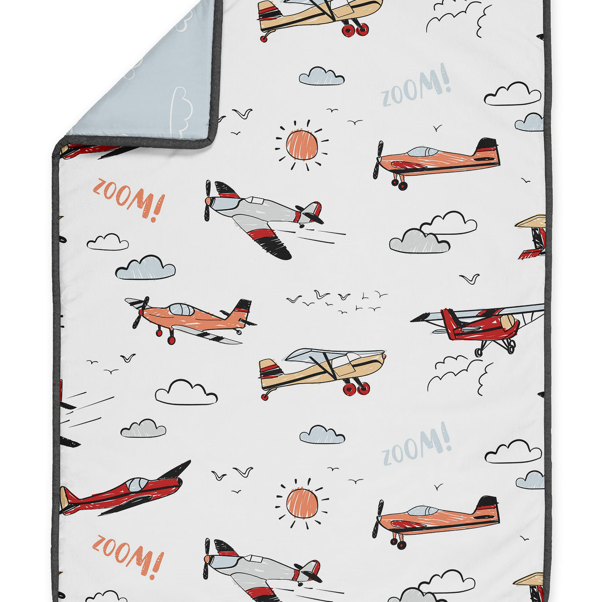 Airplane Red and Blue Collection Sweet Jojo Designs 6 Piece Crib Bedding + BreathableBaby Breathable Mesh Liner