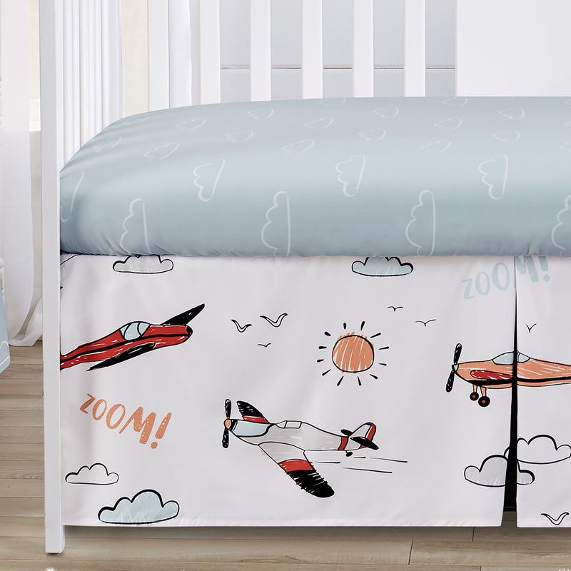 Airplane Red and Blue Collection Sweet Jojo Designs 6 Piece Crib Bedding + BreathableBaby Breathable Mesh Liner
