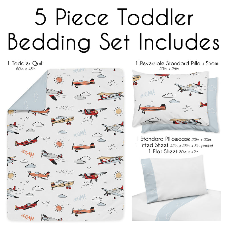 Airplane Red and Blue Collection Toddler Bedding