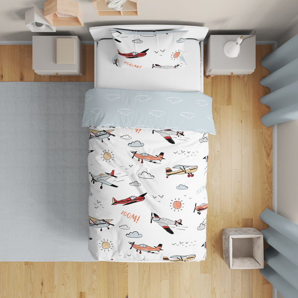 Airplane Red and Blue Collection Toddler Bedding alternate view