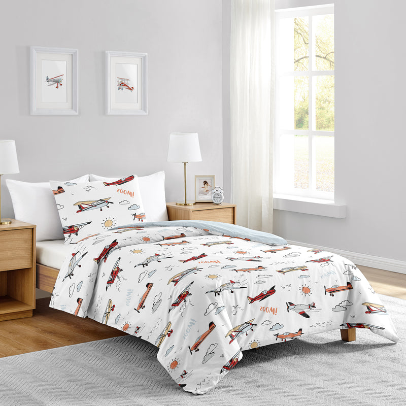 Airplane Red and Blue Collection Twin Bedding