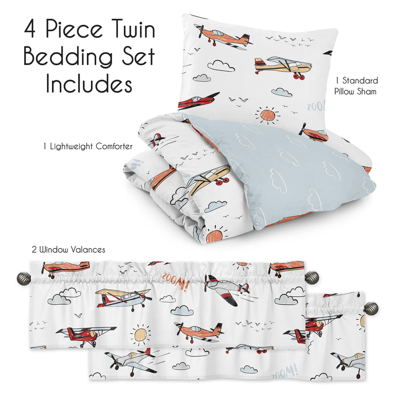Airplane Red and Blue Collection Twin Bedding