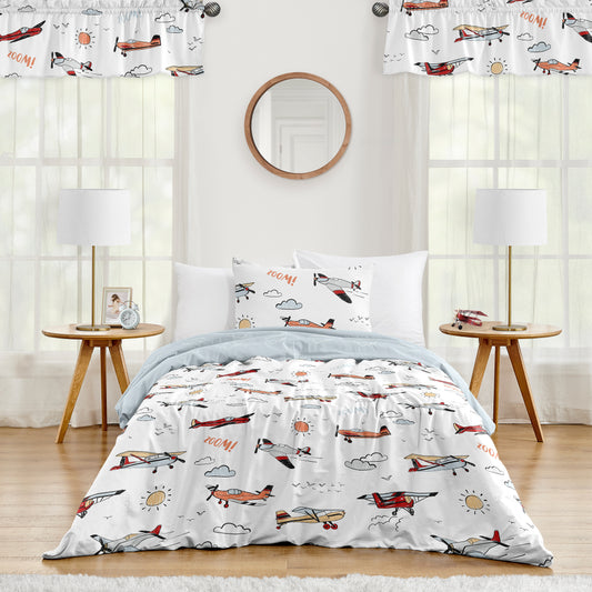 Airplane Red and Blue Collection Twin Bedding