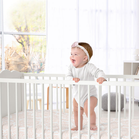 Amelia Collection Crib Sheet - Damask