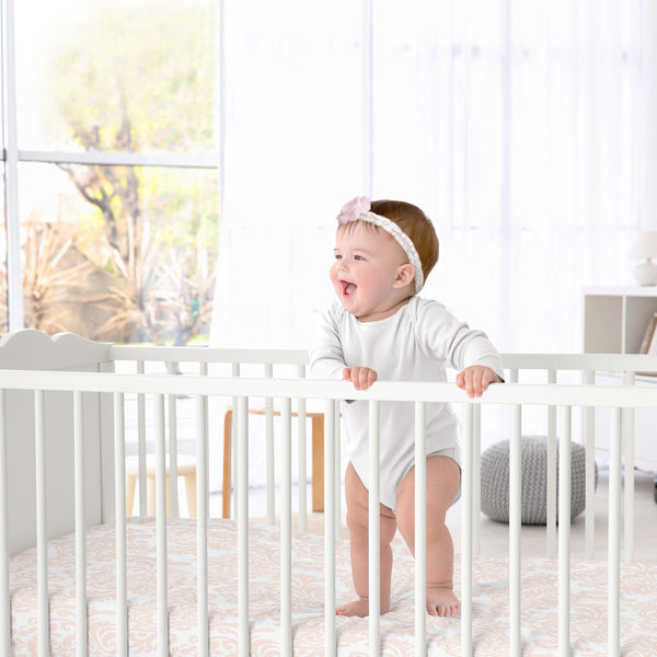 Amelia Collection Crib Sheet - Damask alternate view