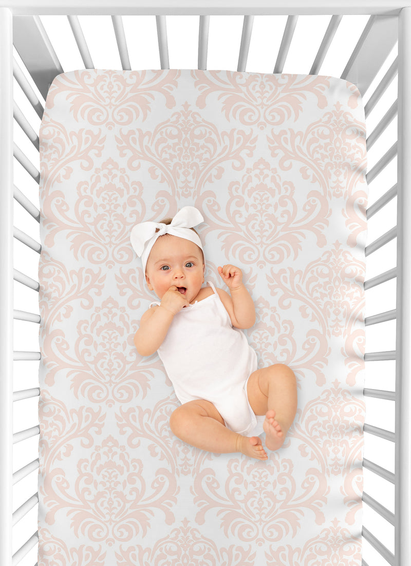 Amelia Collection Crib Sheet - Damask
