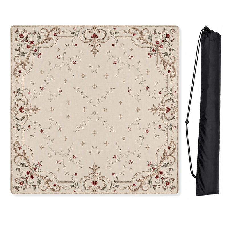 Red Vintage Antique Collection - Floral Print Mahjong Mat for Table - Shipped Rolled