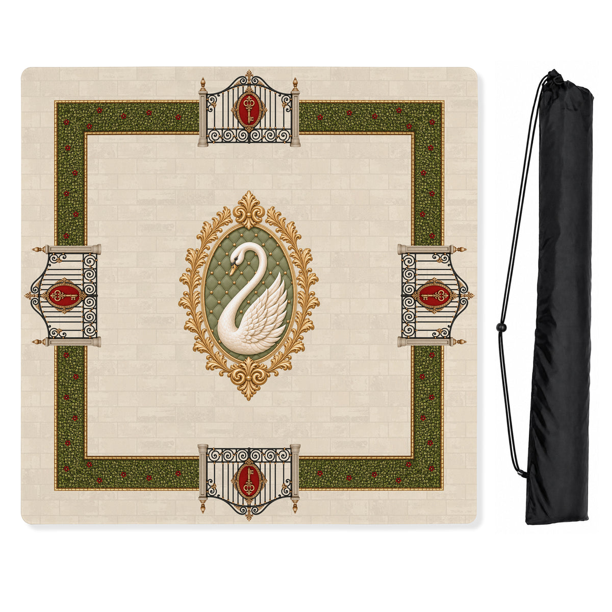 Red Vintage Antique Collection Mahjong Mat for Table - Shipped Rolled
