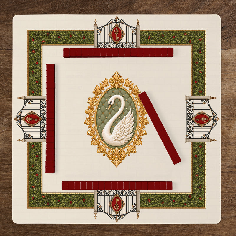 Red Vintage Antique Collection Mahjong Mat for Table - Shipped Rolled