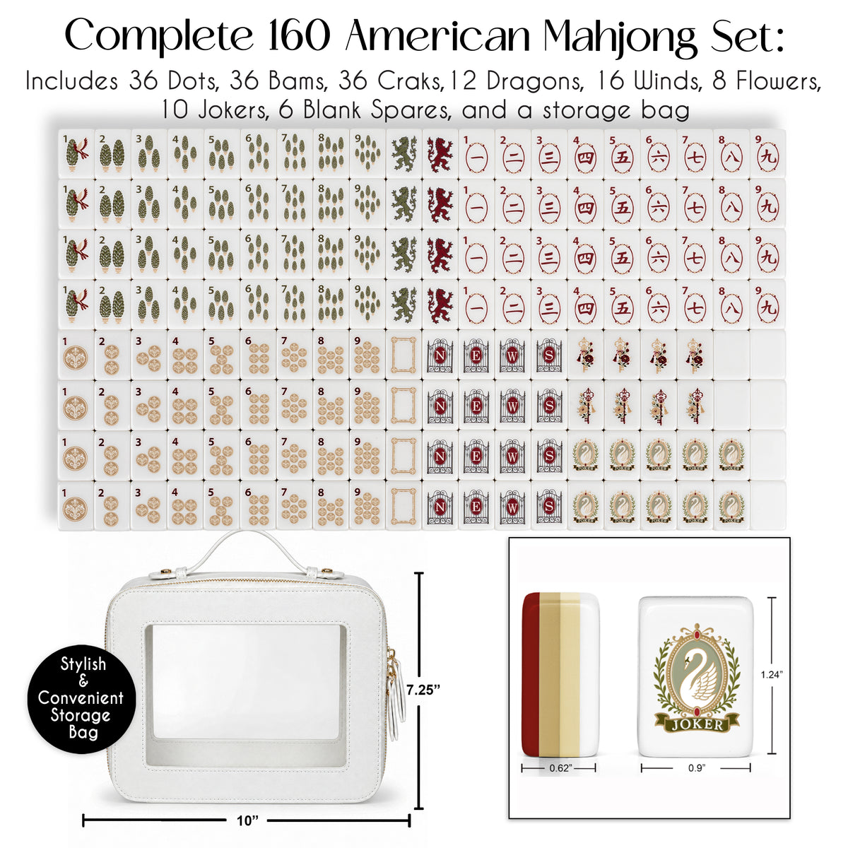 Red Vintage Antique Collection American Mahjong Tile Set (160pc)