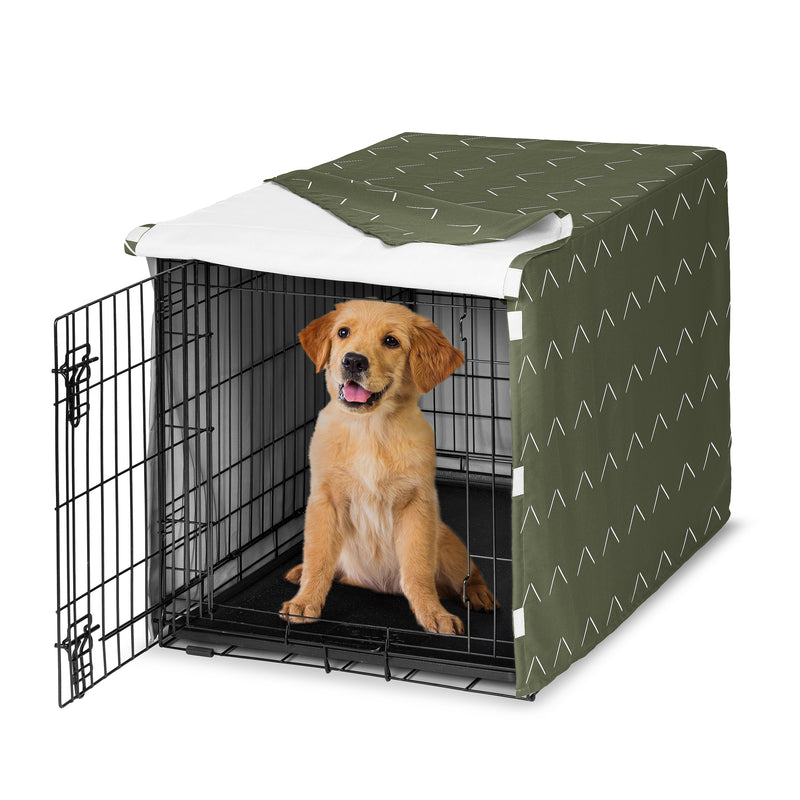 Woodland Arrow Green and White Dog Crate Kennel Cover 36in.
