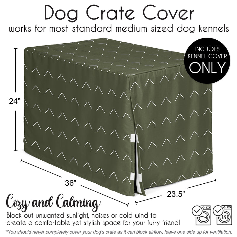Woodland Arrow Green and White Dog Crate Kennel Cover 36in.