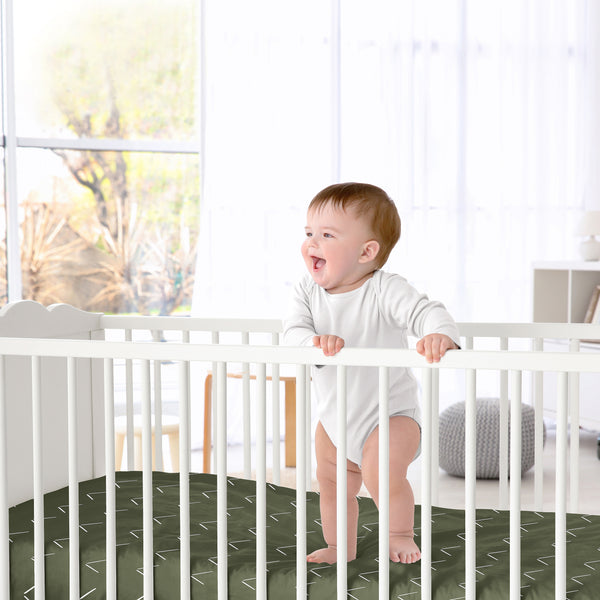 Woodland Arrow Green and White Crib Sheet alternate view